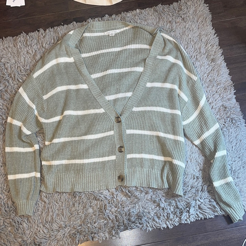 American Eagle Striped Button Down Cardigan